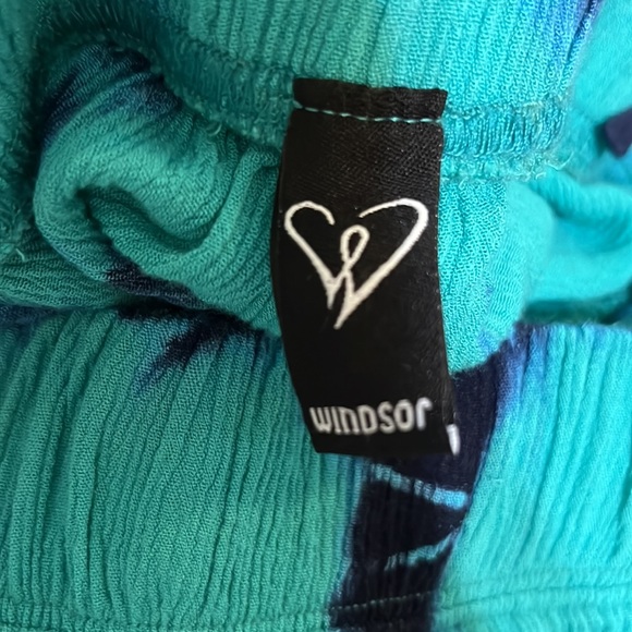 Turquoise Tie Dyed Maxi Skirt With Double Front Slits & Elastic waist by Windsor - Picture 7 of 8